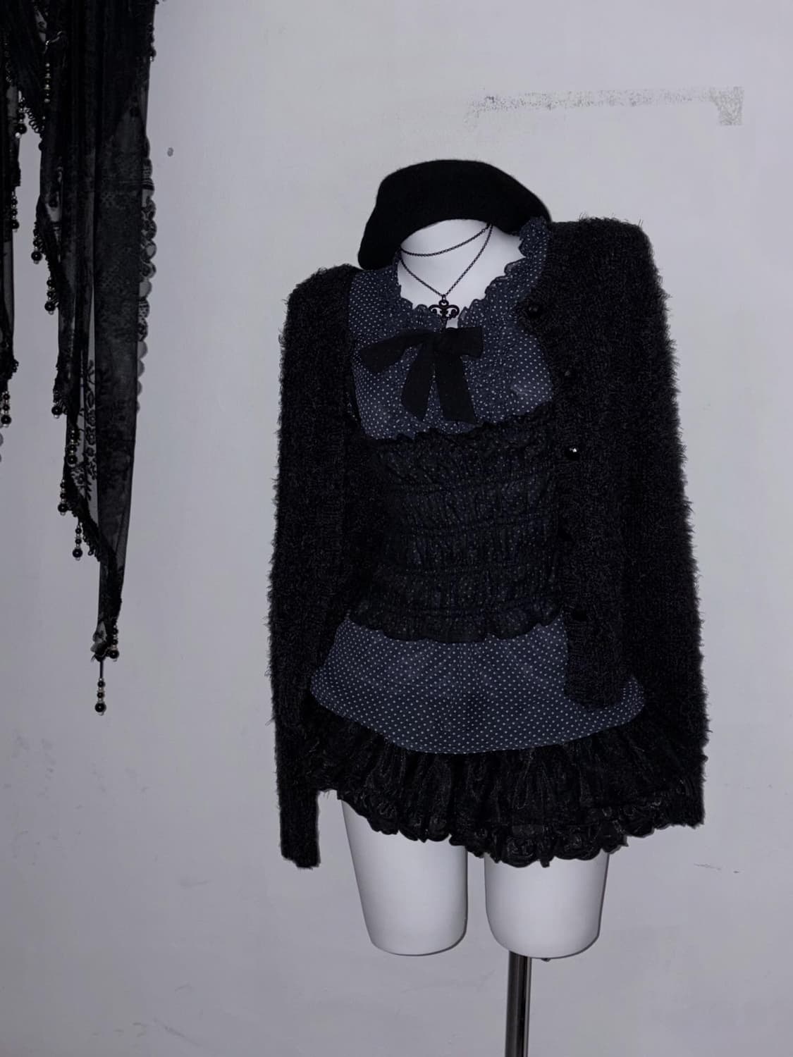 공겜여주 코디세트 (프릴, 도트, 리본, 퍼 아우터) 🖤🎵🎵🎵 상품이미지2