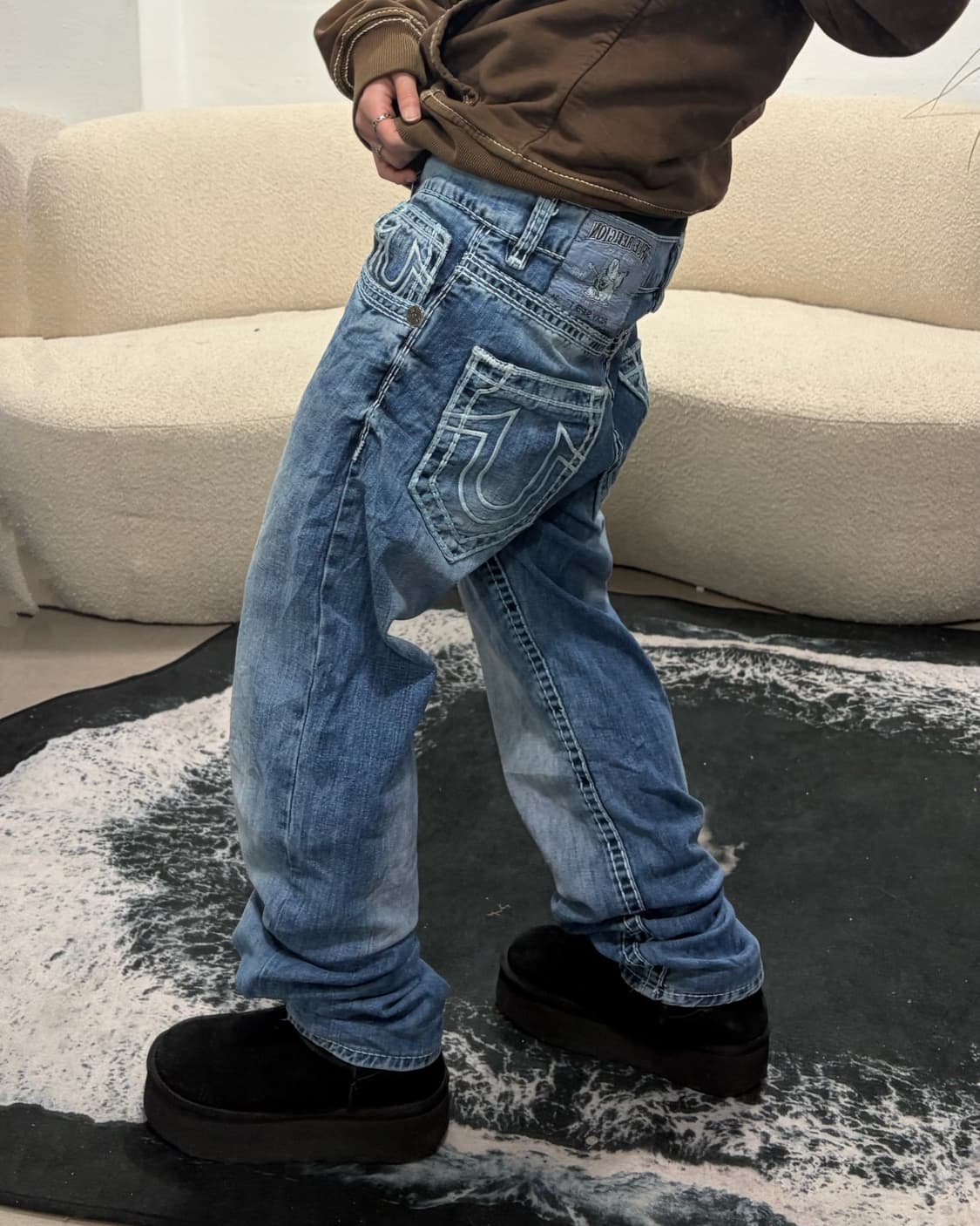 90s TRUERELIGION ricky super T 스티치 데님팬츠 상품이미지3