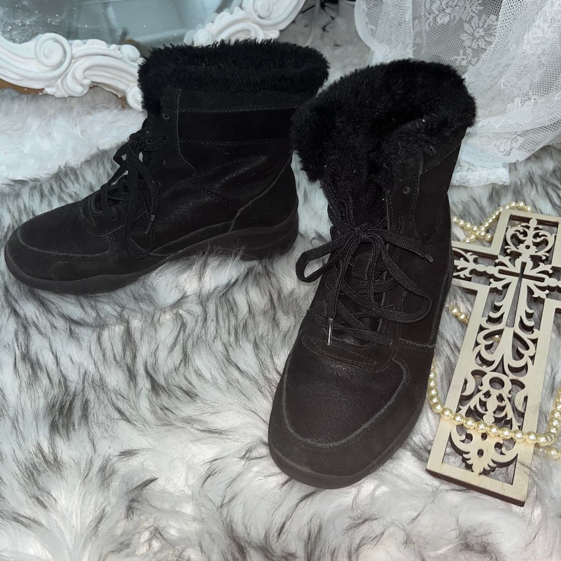 빈티지 블랙 퍼숏부츠 상품이미지4