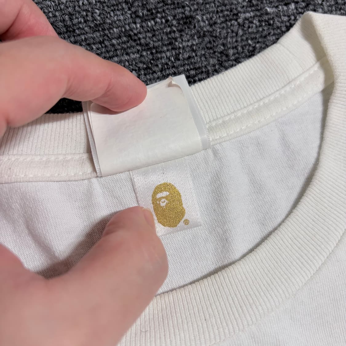 베이프 블리치드 체크 컬리지 티셔츠 상품이미지7