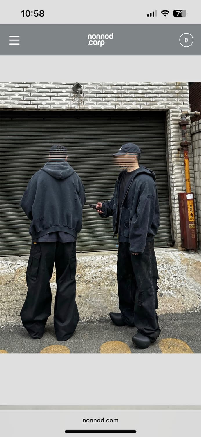 논노드x신세계 디스트레스드 후드집업 상품이미지2