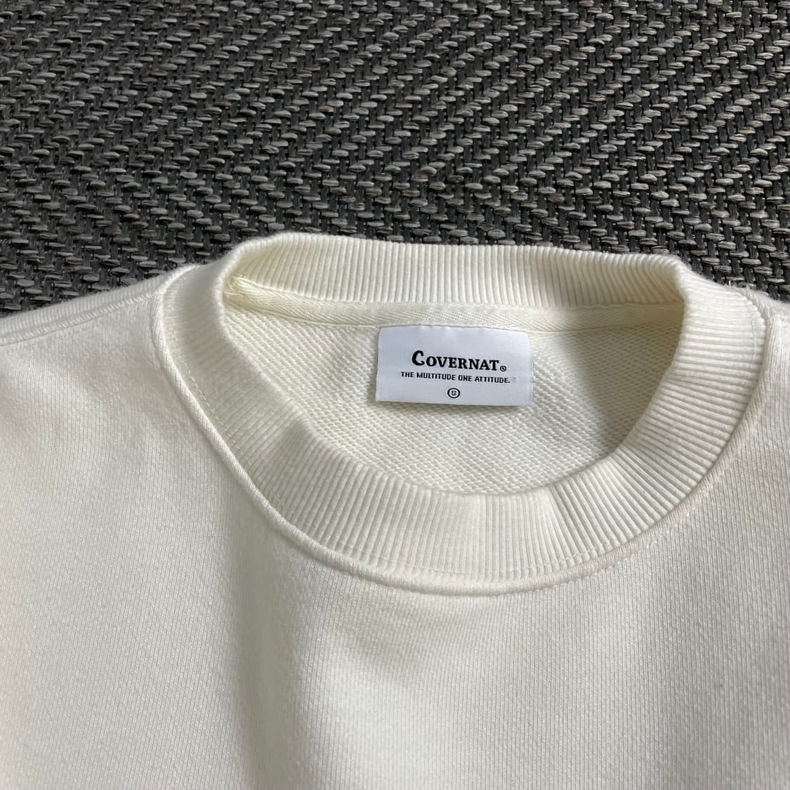 커버낫 헤비코튼 빅로고 크림 맨투맨o 4665 상품이미지6