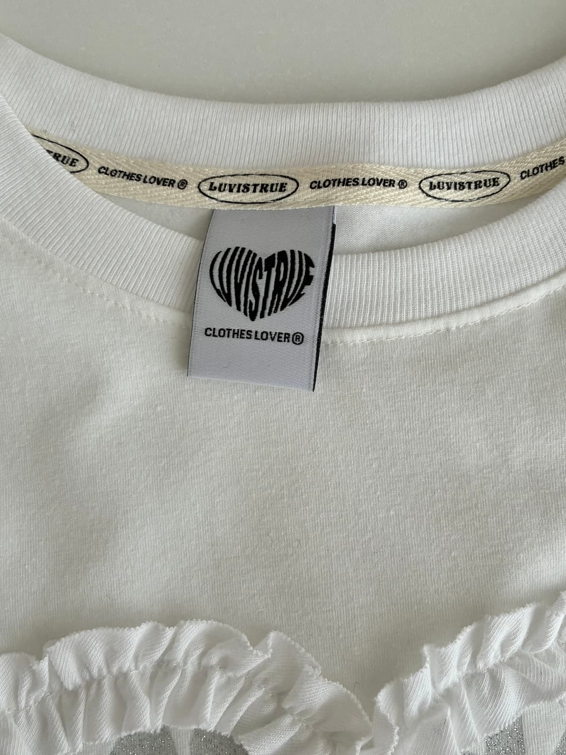 F) 러브이즈트루 레이스 러브 반팔 티셔츠 화이트 상품이미지4