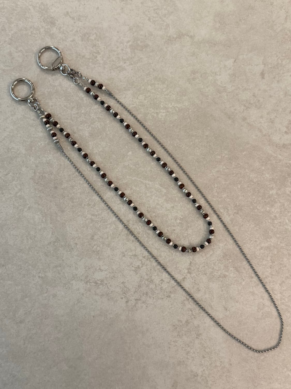 2중 레이어드 호두나무 포인트 바지체인 상품이미지2