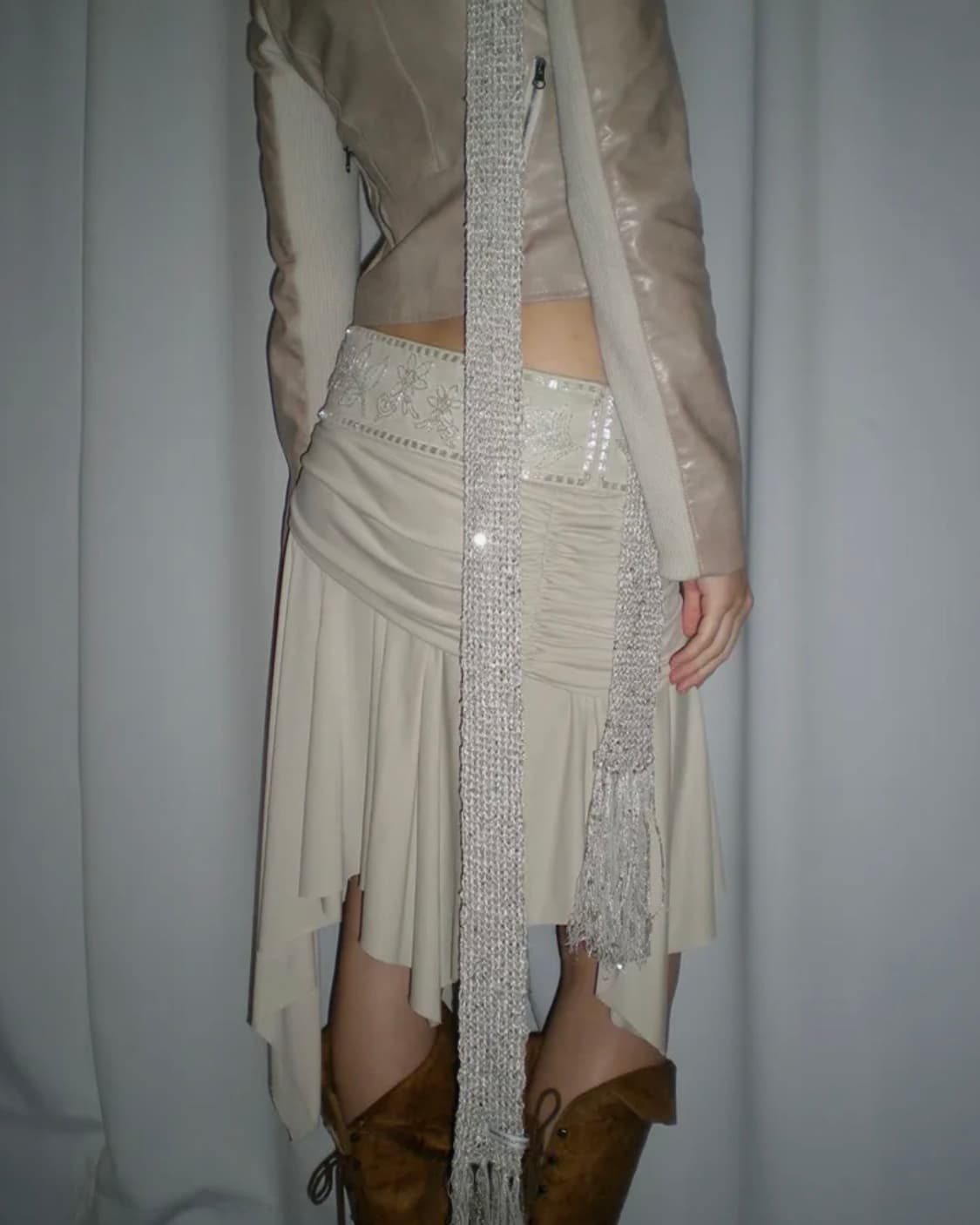 스컬프터 Beaded Jersey Skirt Raw 상품이미지1