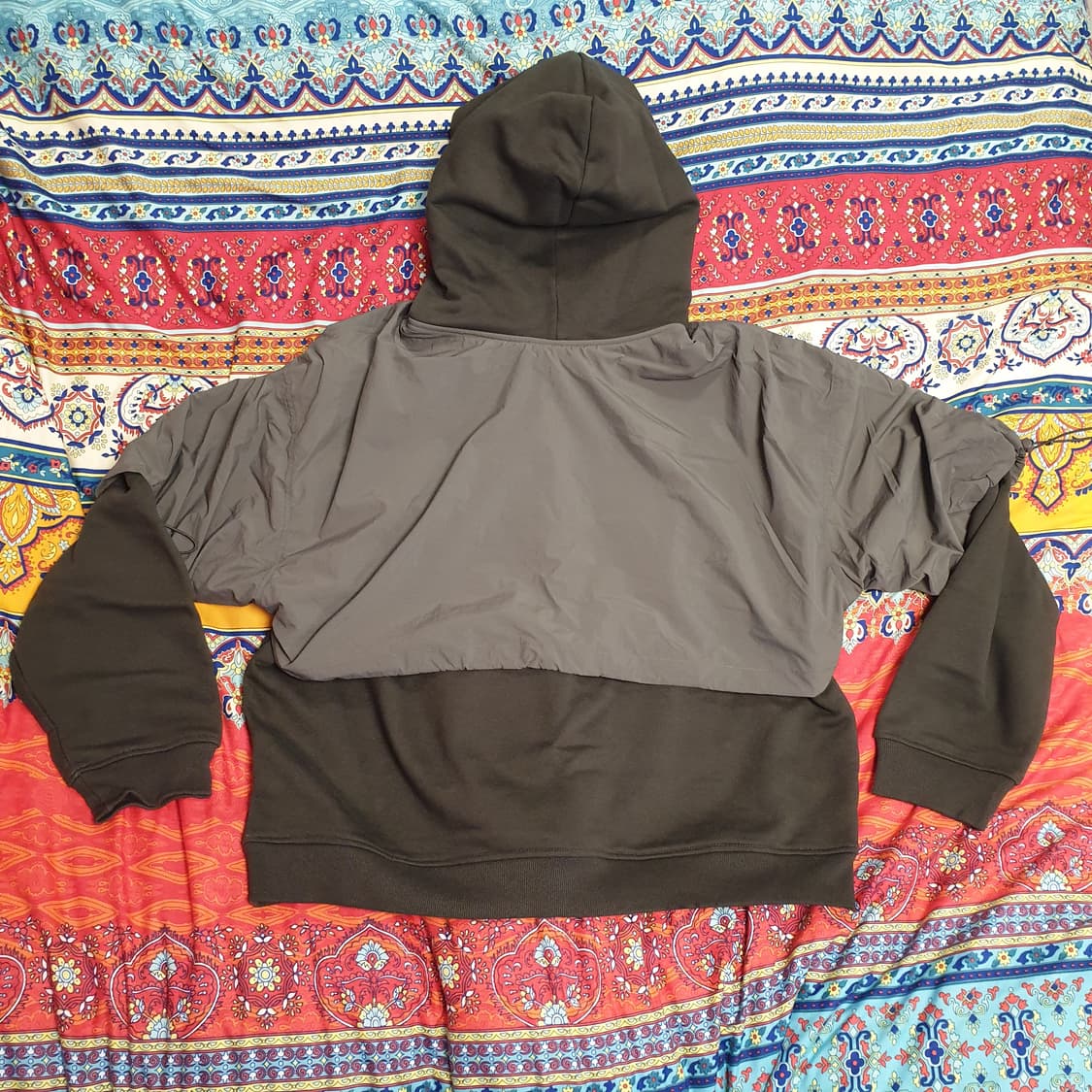 AJOBYAJO Layered Nylon Hoodie [CHARCOAL] 상품이미지2