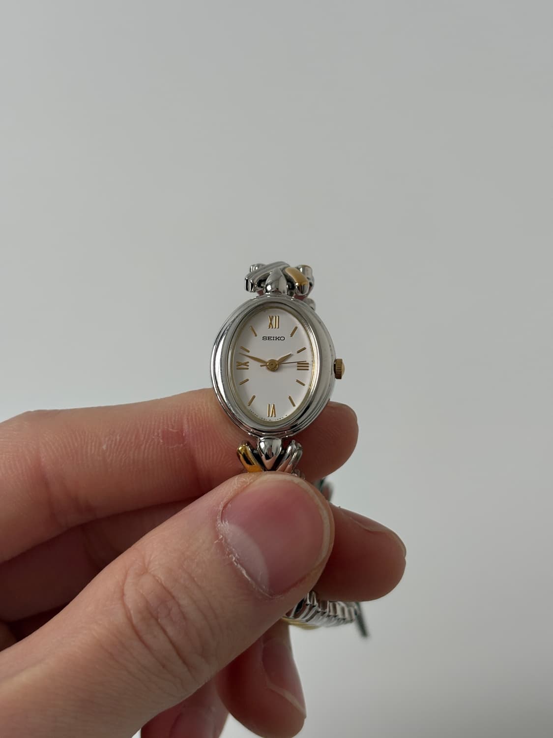 세이코 1980년대 빈티지 시계 오벌 브레이슬릿 콤비 쿼츠 여성 상품이미지2