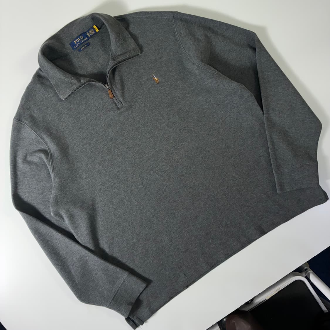 Polo  폴로 랄프로렌 신형 자수 에스테이트립 그레이 반집업 니트 상품이미지2