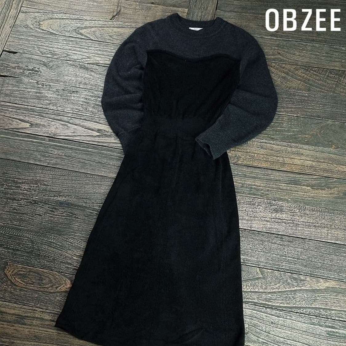[오브제] 니트 롱원피스 블랙 M19081 상품이미지1