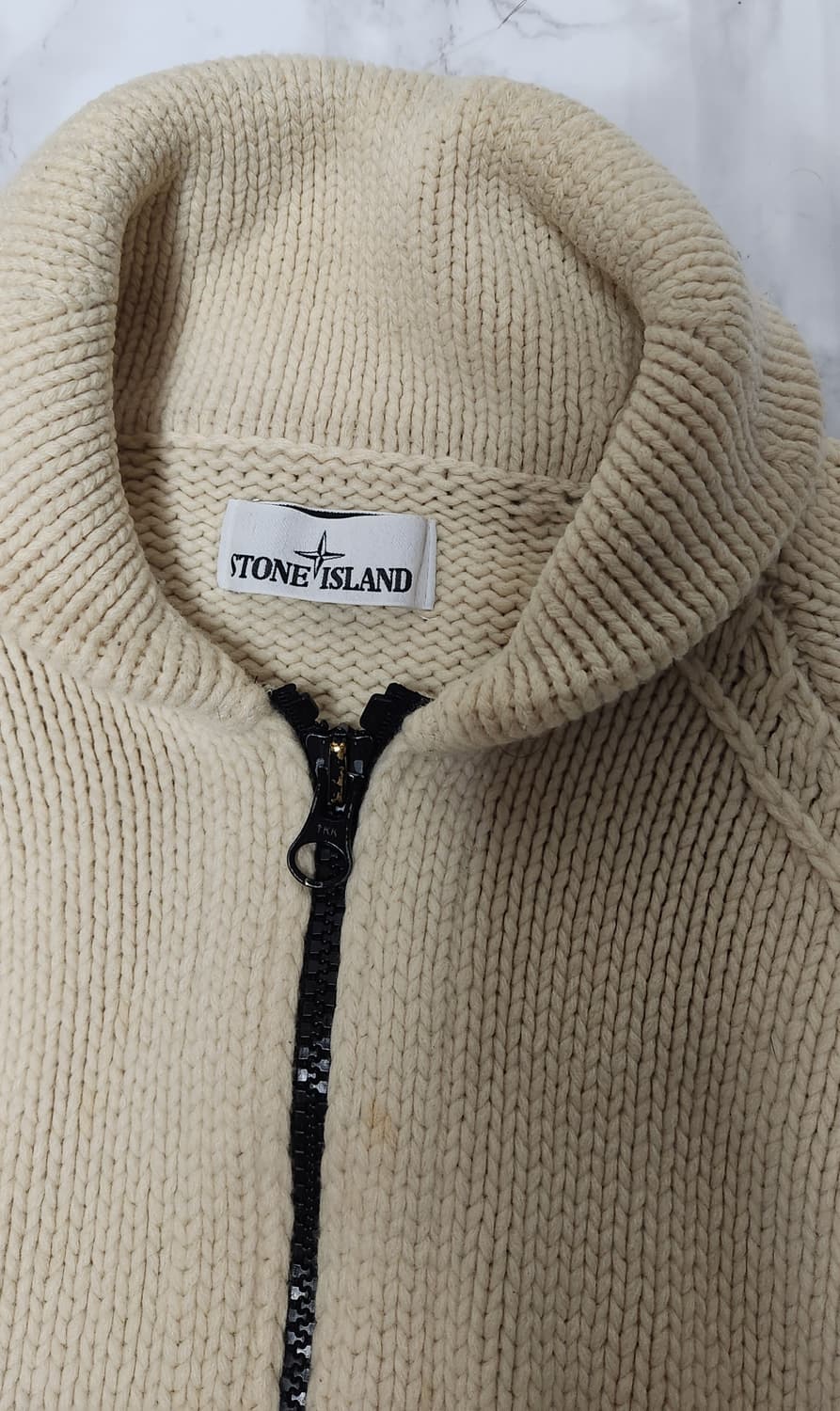 스톤아일랜드 아이보리 꽈배기 니트 집업 자켓 상품이미지6