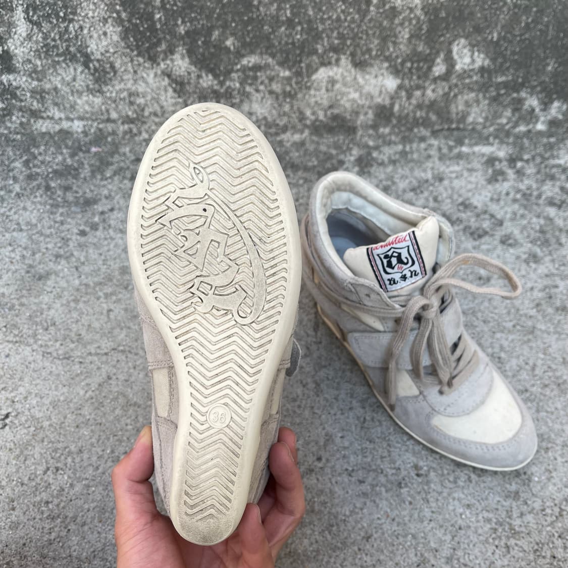 [36] ASH 베이지 스웨이드 웨지힐 스니커즈 (230) 상품이미지9