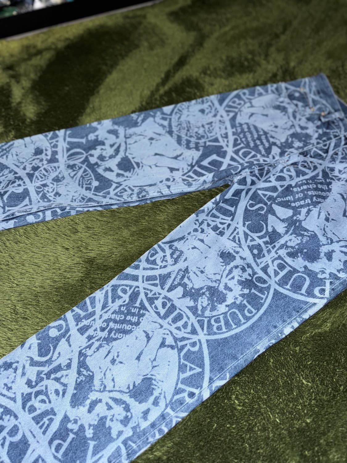 [XL] JOEGUSH 조거쉬 레이저 프린팅 데님 팬츠 인디고 상품이미지5