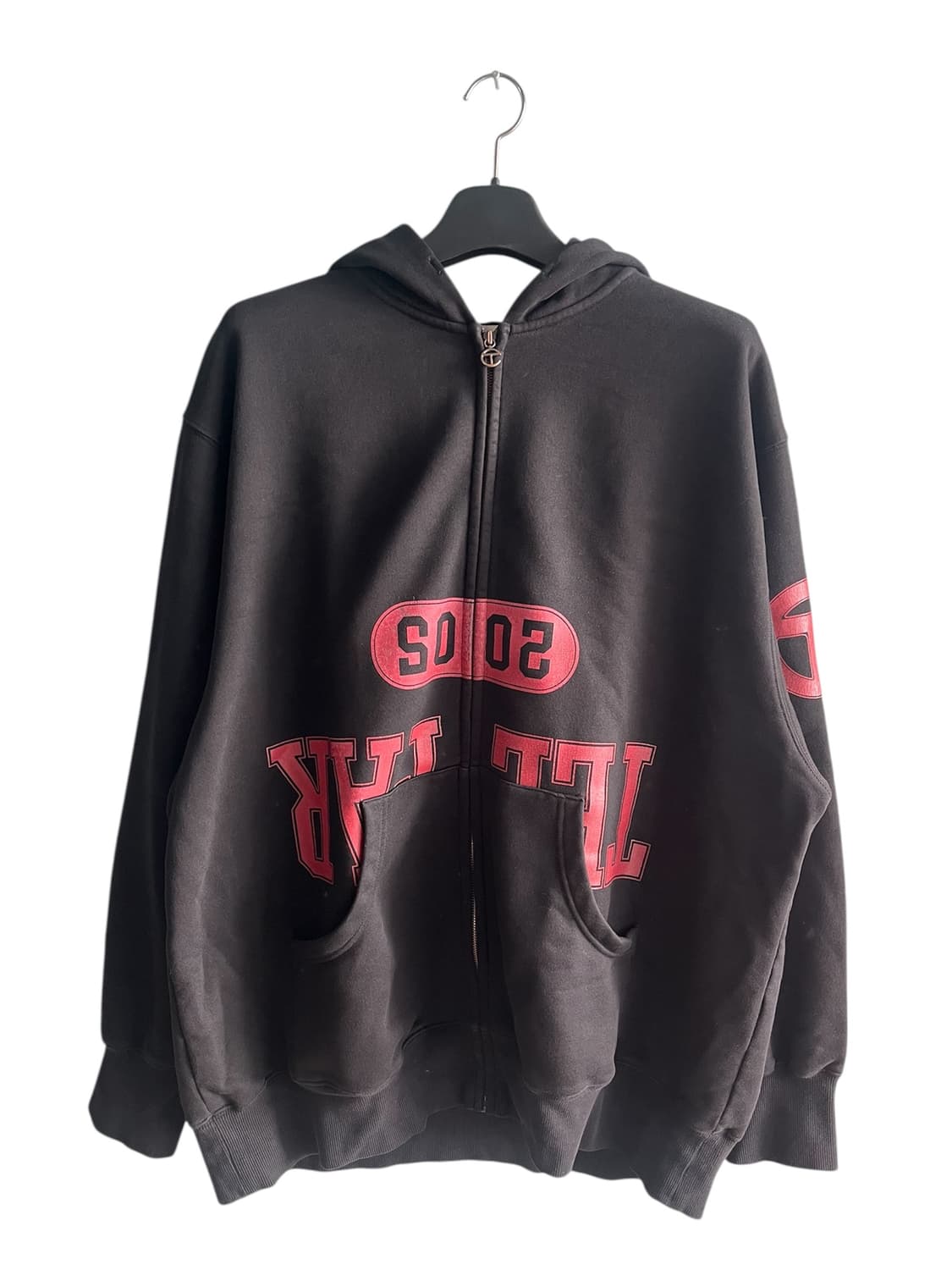 [XL/2XL] 텔파 빈티지 크랙로고 후드집업 블랙 상품이미지1