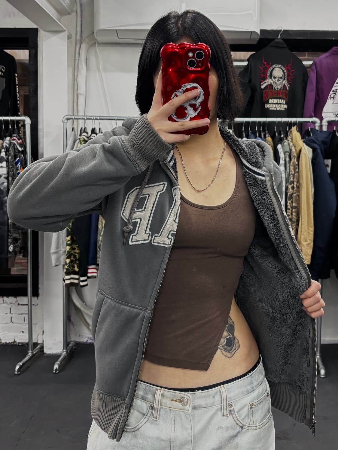 GAP 쉐르파 그레이 후드집업 상품이미지1