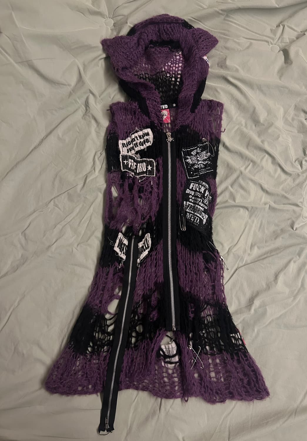 매드펑크 고양이 니트 집업 상품이미지1