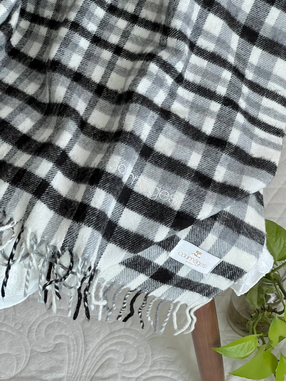 큐레쥬 울 담요 블랭킷 스톨 / 블랙 화이트 체크 꾸레쥬 상품이미지4