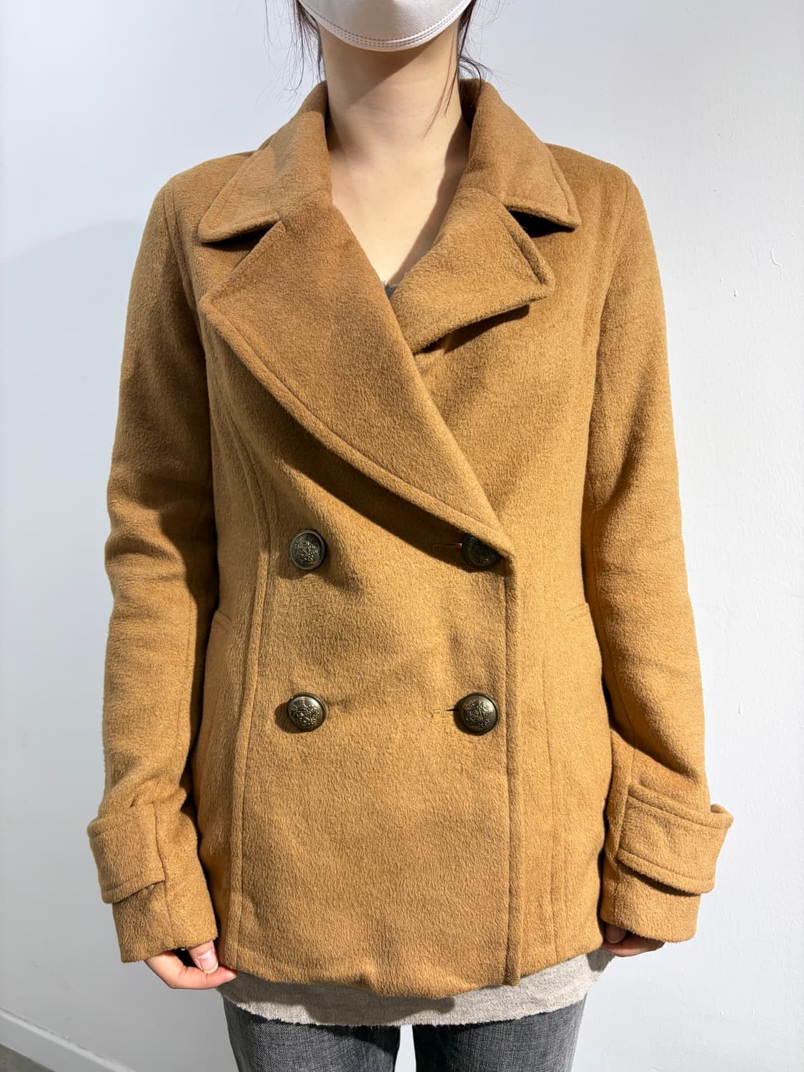 일본 빈티지 one way 모리걸 더블 버튼 카라 숏코트 상품이미지1