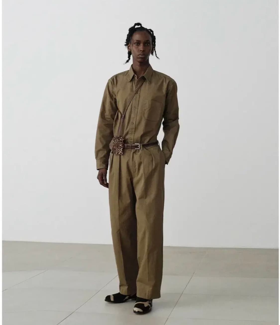 나이스네스 게버딘 코튼 버튼다운 셔츠 탄색상 S사이즈 새제품 판매 상품이미지9