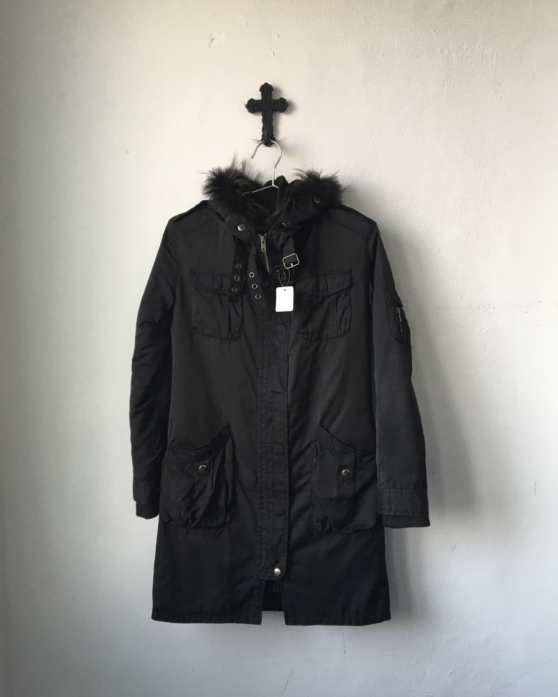 Fur hood belted filed jacket 상품이미지2