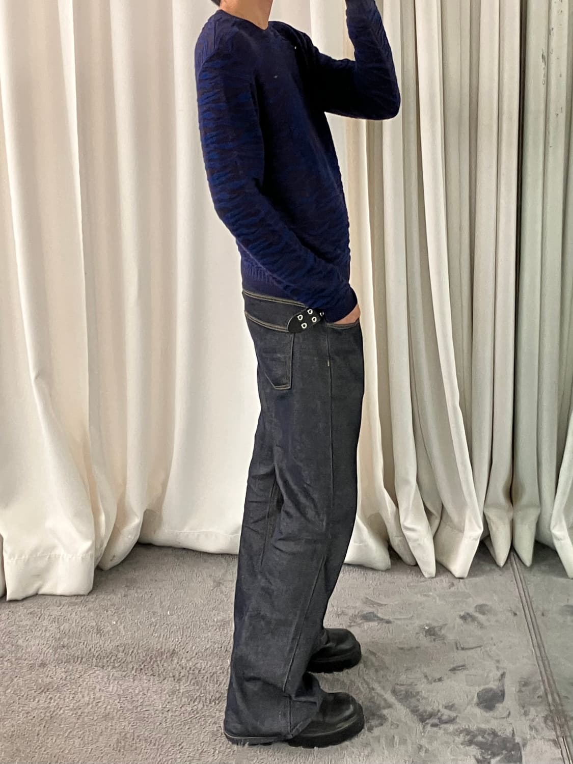 베르사체 블루 헤드로고 패턴 니트 스웨터 M 상품이미지6