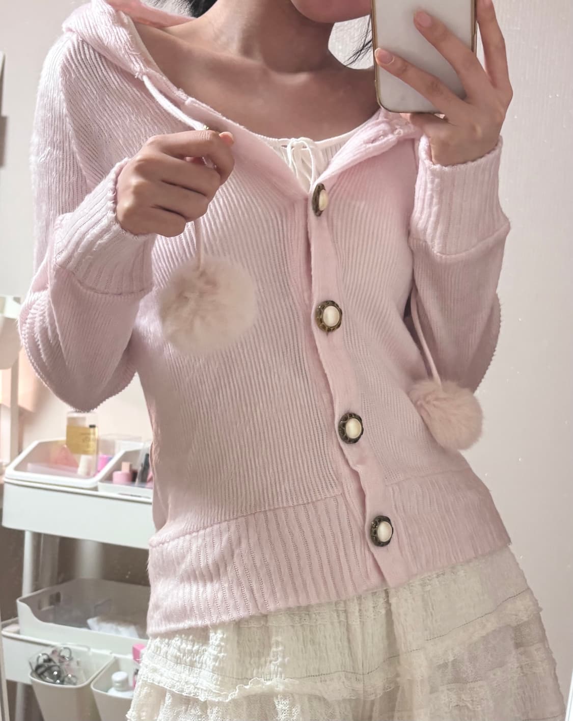 트랄랄라 쿨핑 연핑 폼폼 레이스 앙고라 가디건 ) 리즈리사 히메갸루 상품이미지5