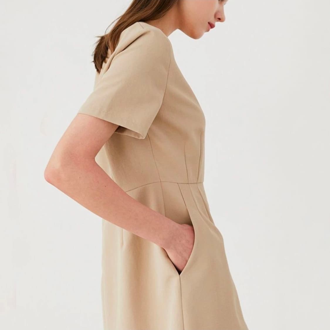 스프링크로커스 버튼 슬릿원피스 프리사이즈 새상품(카키그레이칼라) 상품이미지3