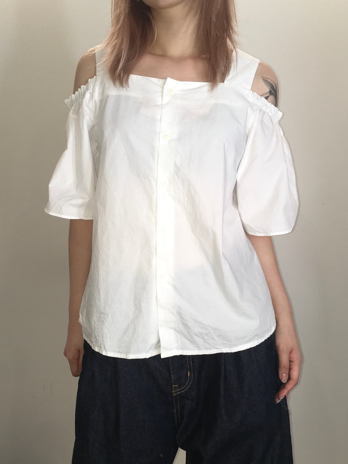 jpn vintage 화이트 오프숄더 블라우스 상품이미지3