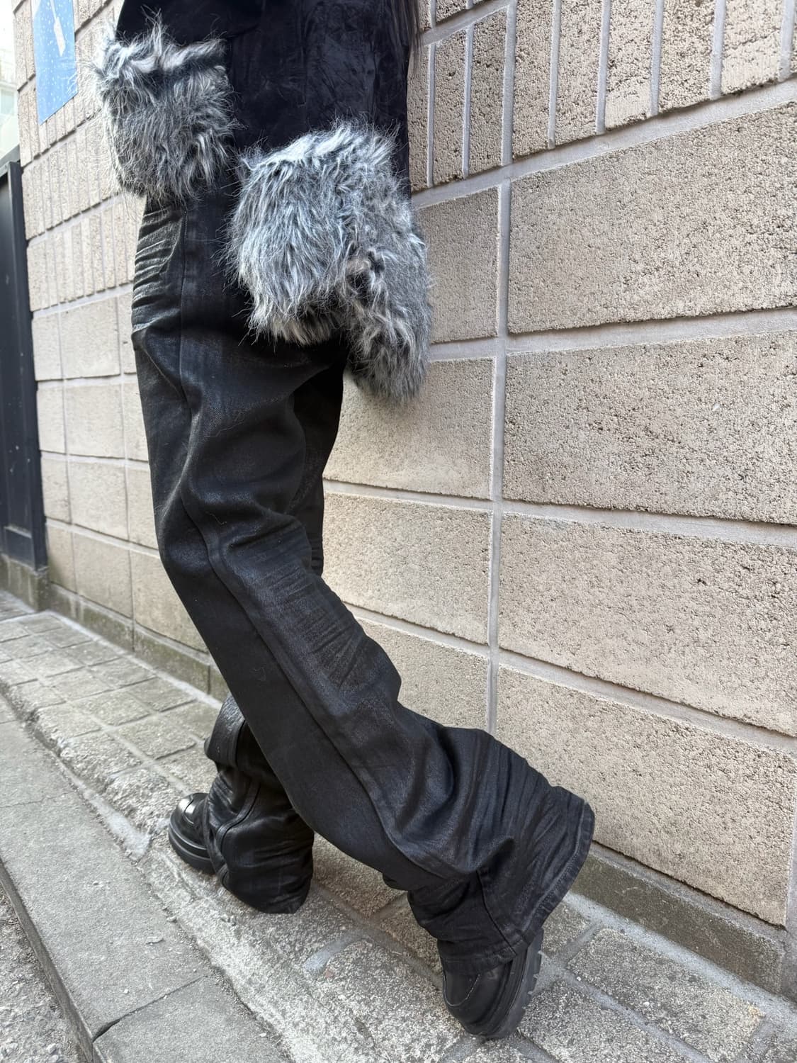 부츠컷 디테일 올 코팅진 상품이미지2