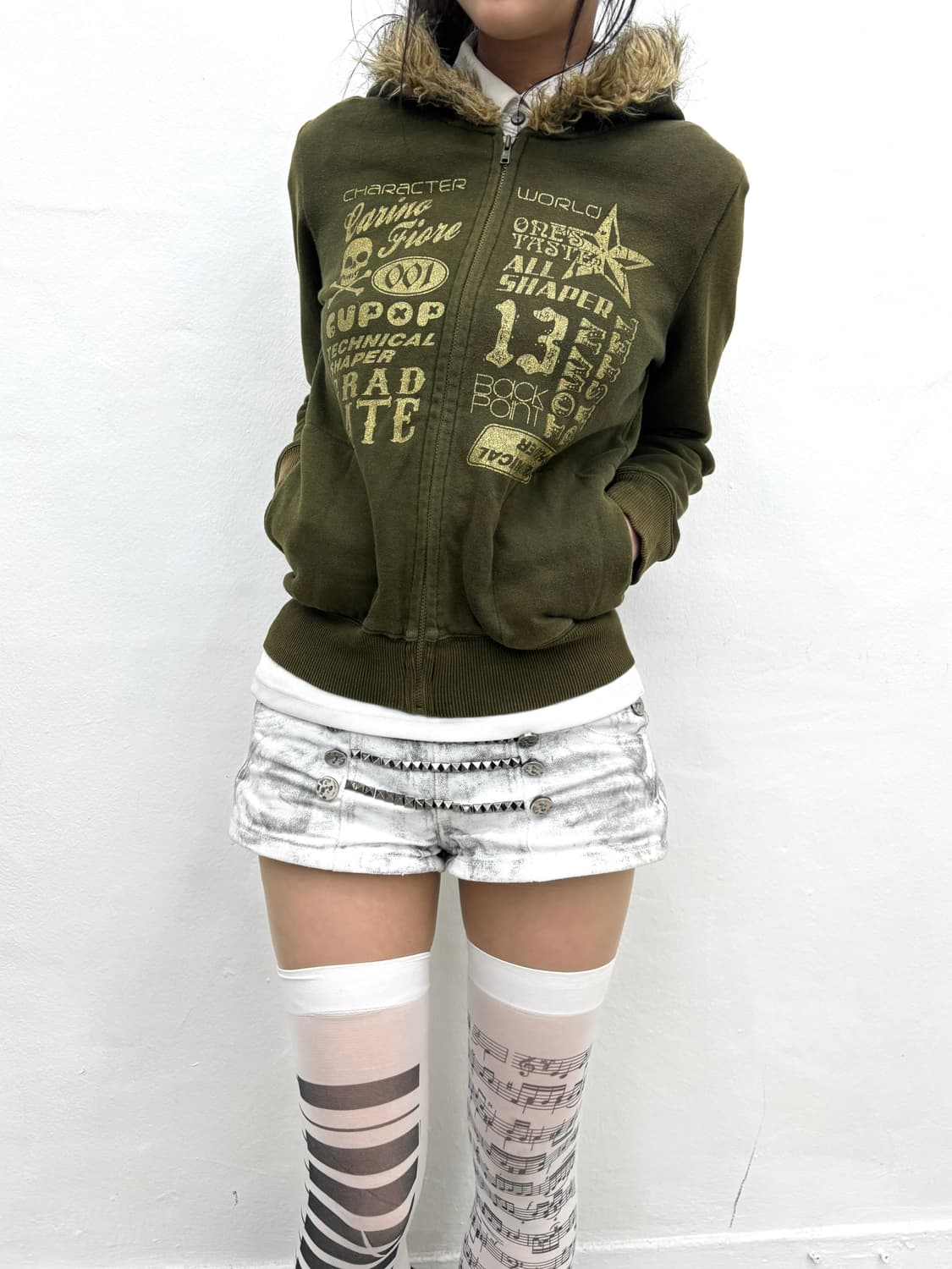 Fur trimmed hood punk mood jacket   상품이미지5