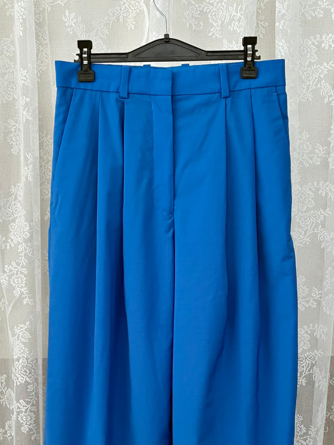 36) 코스 COS 와이드 레그 플리츠 트라우저 블루 상품이미지3