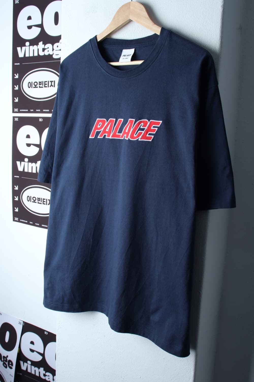 (2XL) 팔라스 반팔 티셔츠 빅사이즈 로고 네이비 스트릿-H33138 상품이미지1