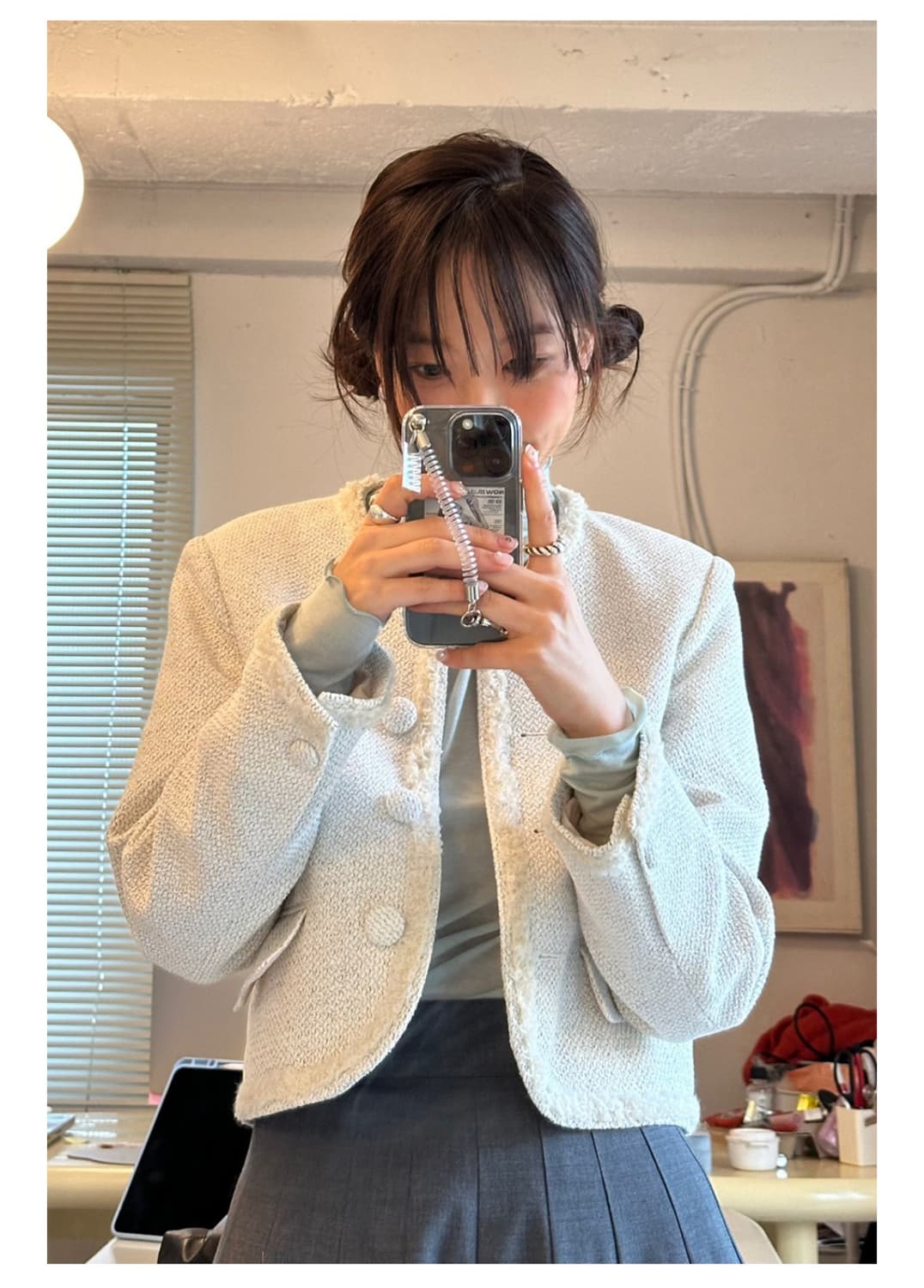 마론에디션 24 스프링 화이트 코튼 트위드 자켓 상품이미지2