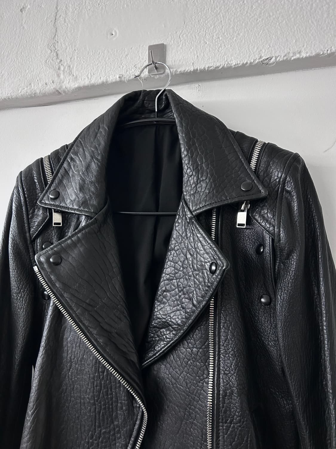 Detachable Sleeve Distressed Leather Jk 상품이미지7