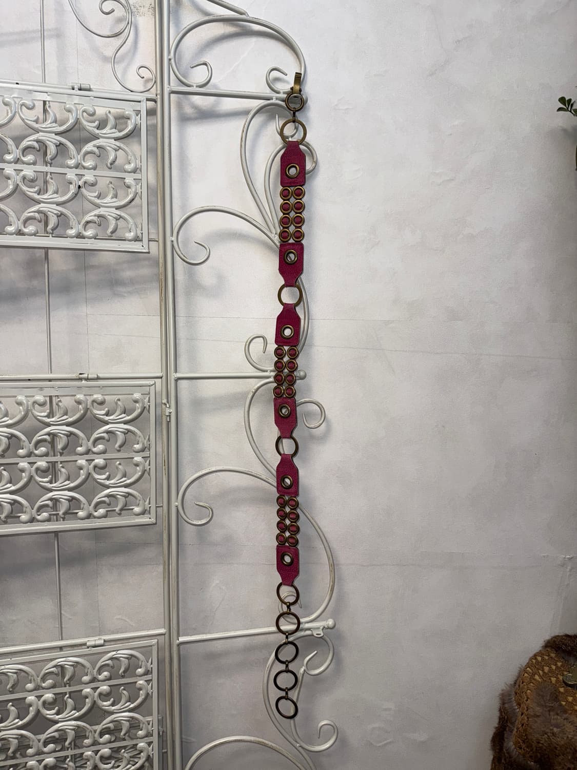 Cherry pink gold eyelet chain belt 상품이미지4