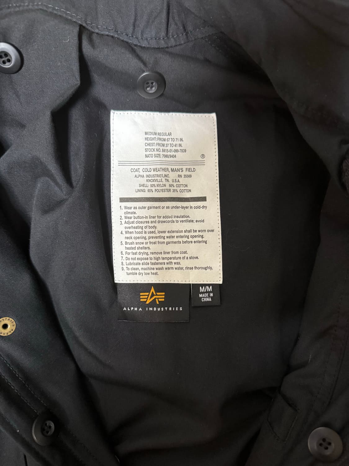 알파인더스트리 m65 필드자켓 (M) 상품이미지3