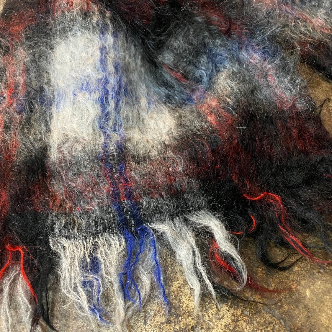 90s 꼼데가르송 7g 모헤어 체크 머플러 상품이미지5