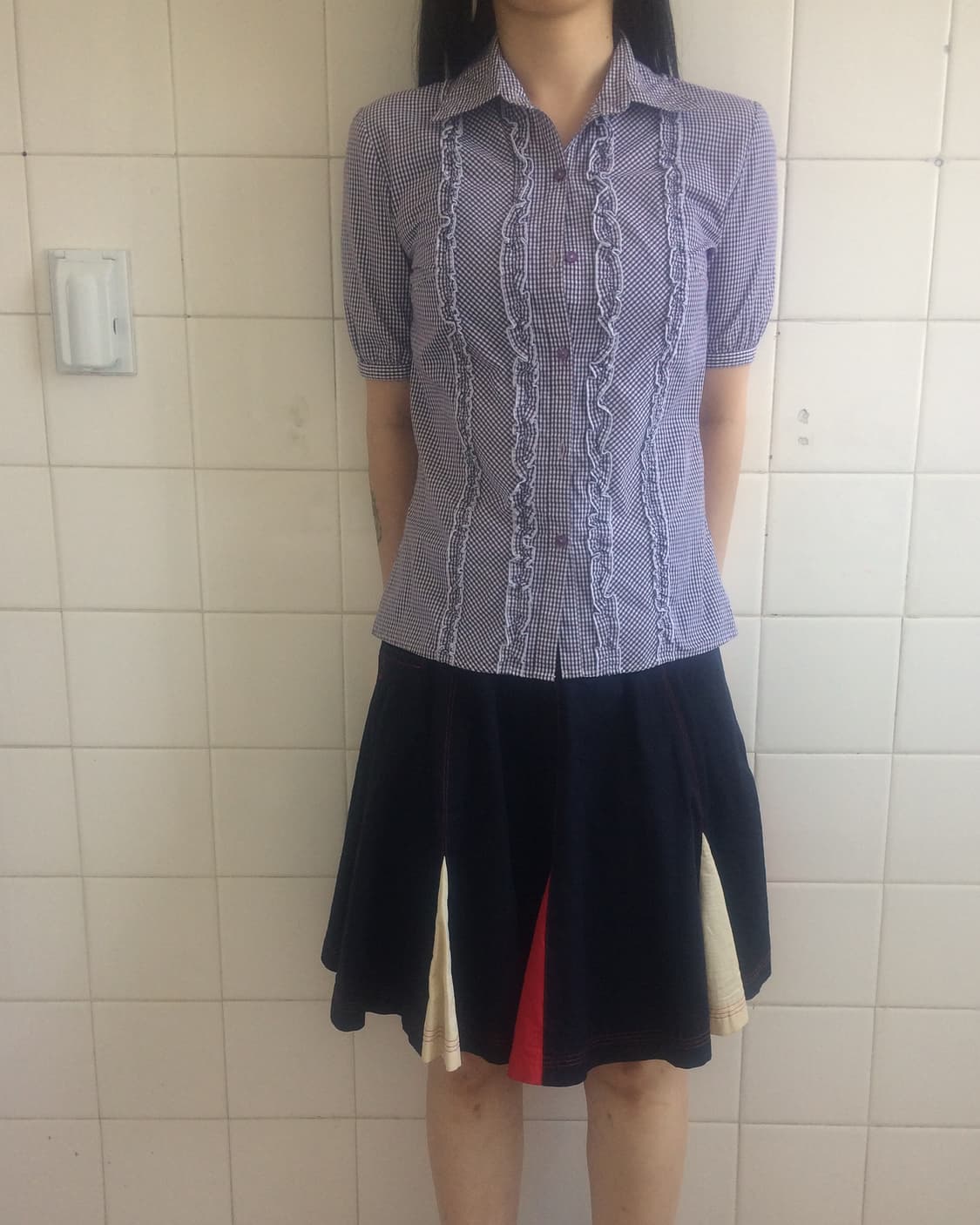 Frill check pattern shirt 상품이미지4