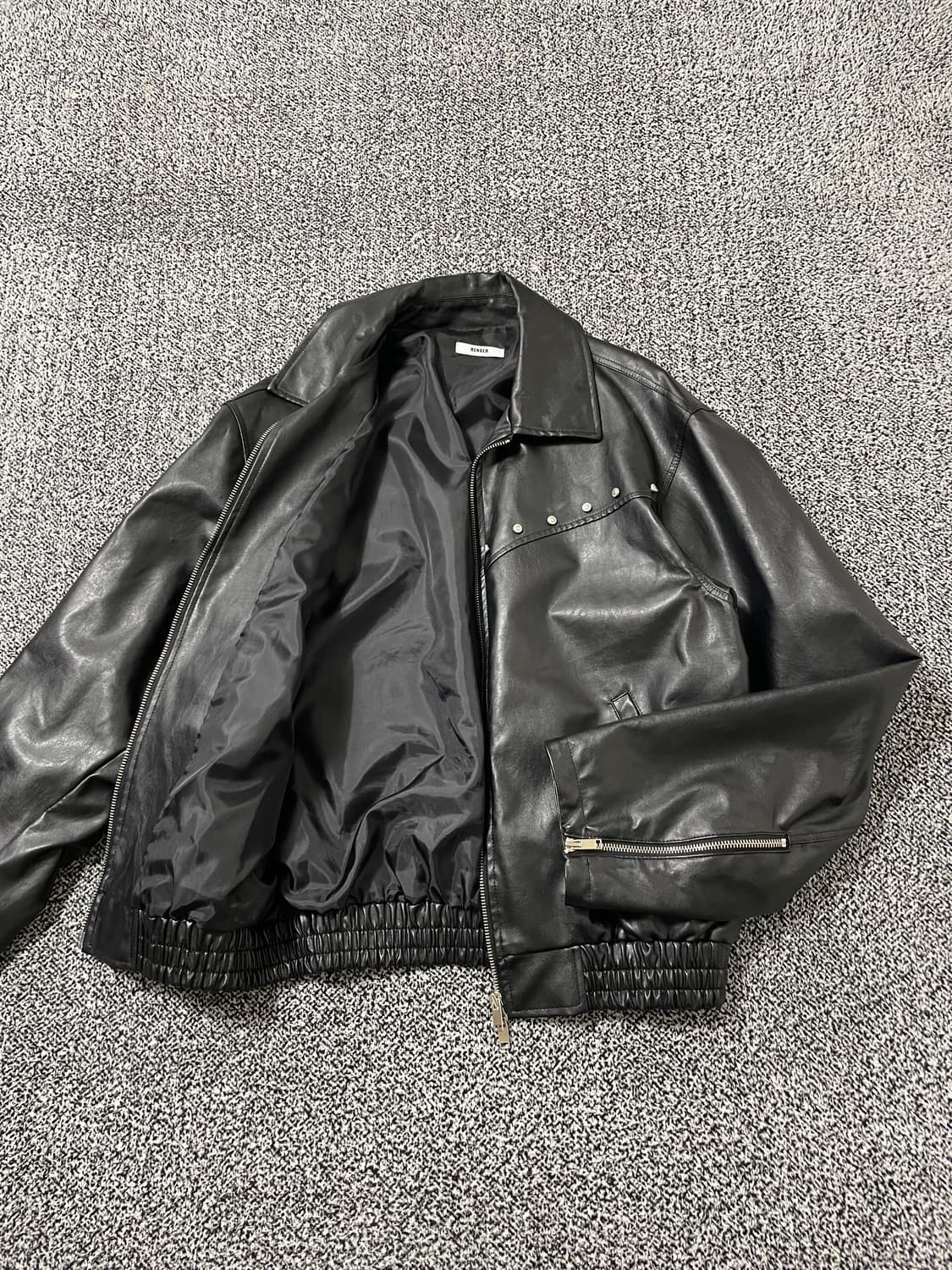 빈티지9. HENDER 가죽자켓 버튼 포인트 레더 라이더 상품이미지2