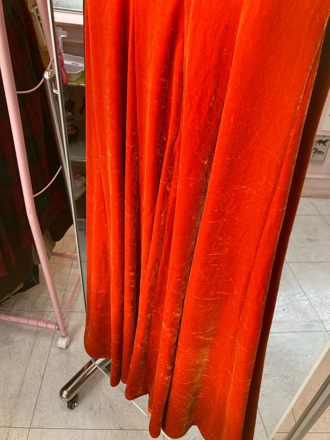 오렌지 벨벳 레이스 롱 원피스 상품이미지8