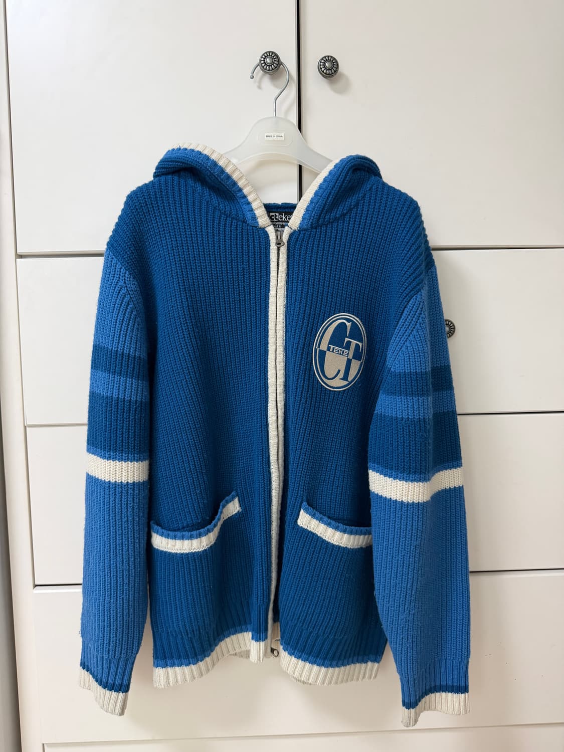 테켓 CT 니트집업 후드집업 블루 상품이미지2