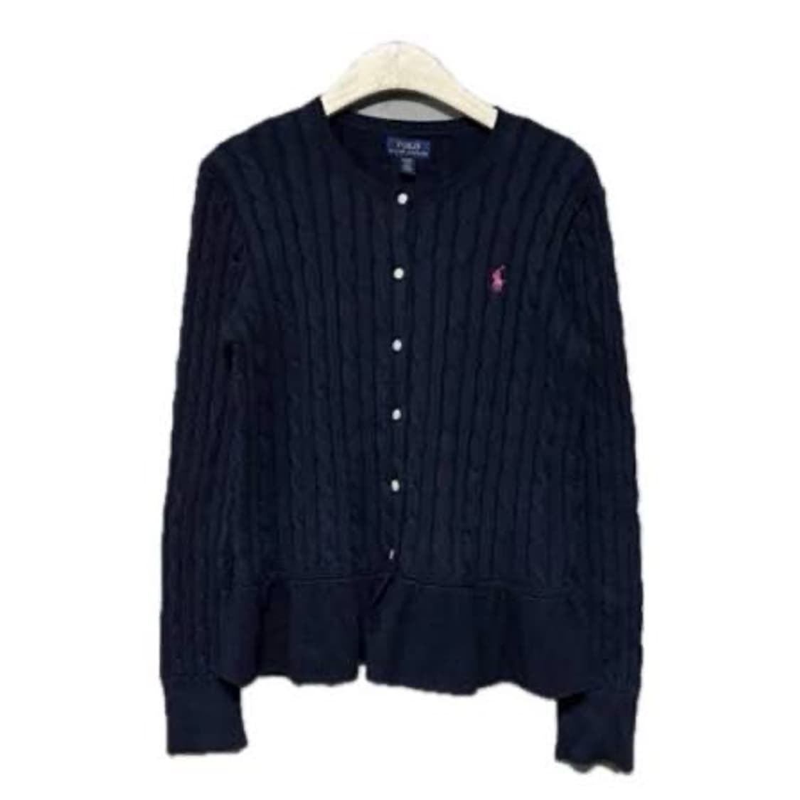 폴로랄프로렌 걸즈 네이비 핑크 포니 케이블 가디건 상품이미지1