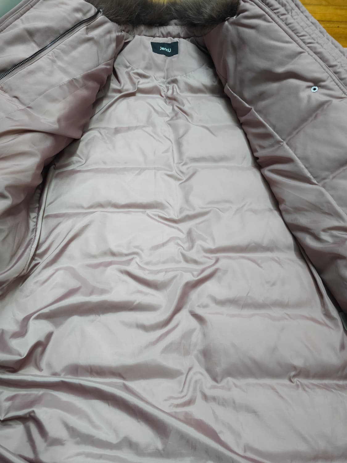 제뉴 폭스퍼 구스다운 롱패딩 핑크 상품이미지7