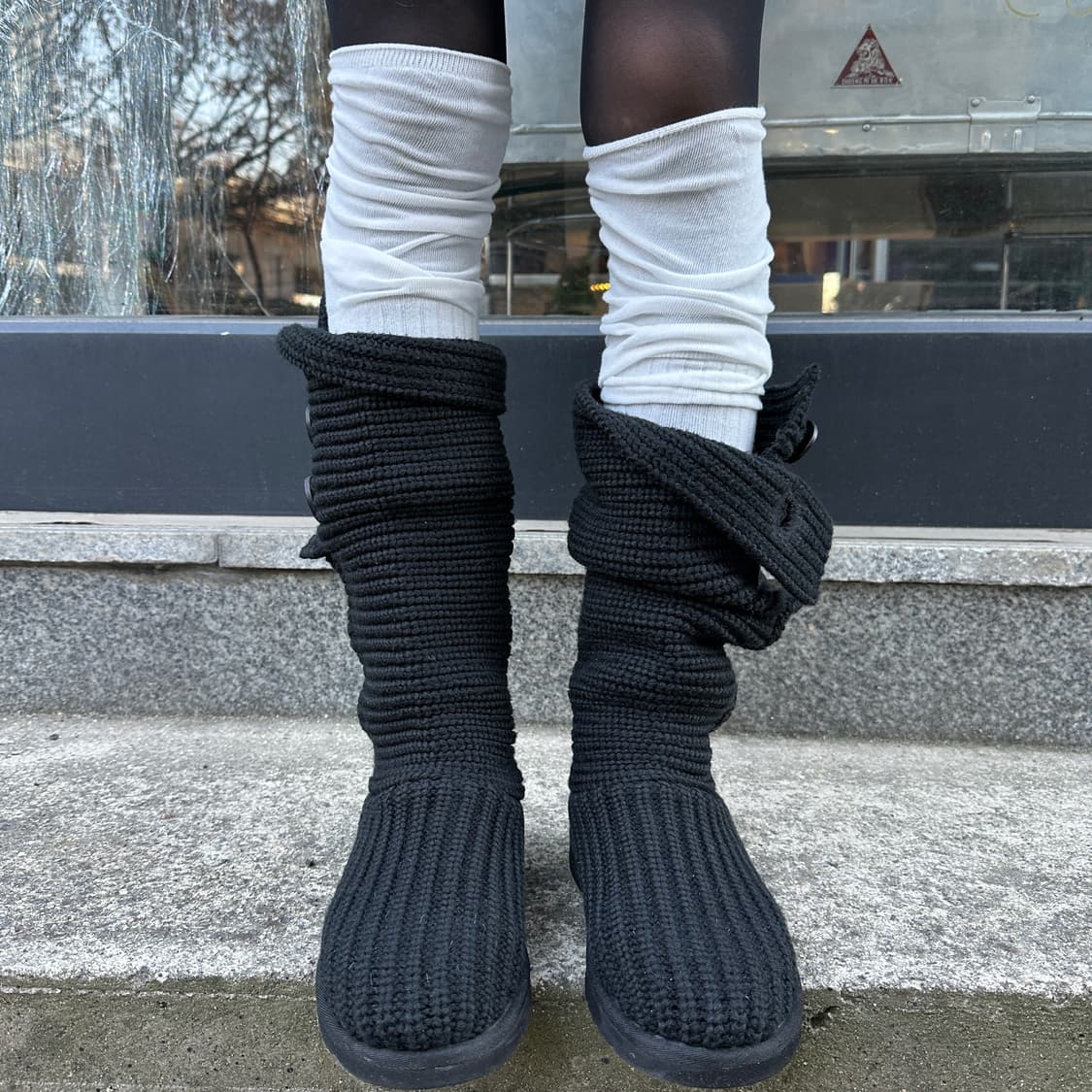 00s 블랙 니트 카디 어그 부츠 상품이미지4