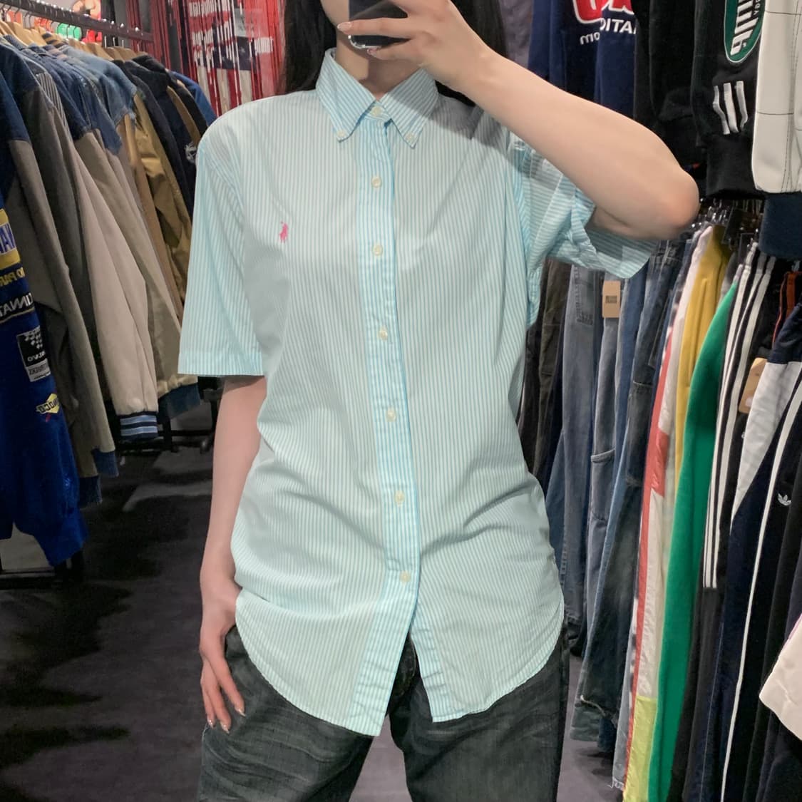 [IM] 폴로 랄프로렌 반팔 스트라이프 셔츠 민트블루 상품이미지2