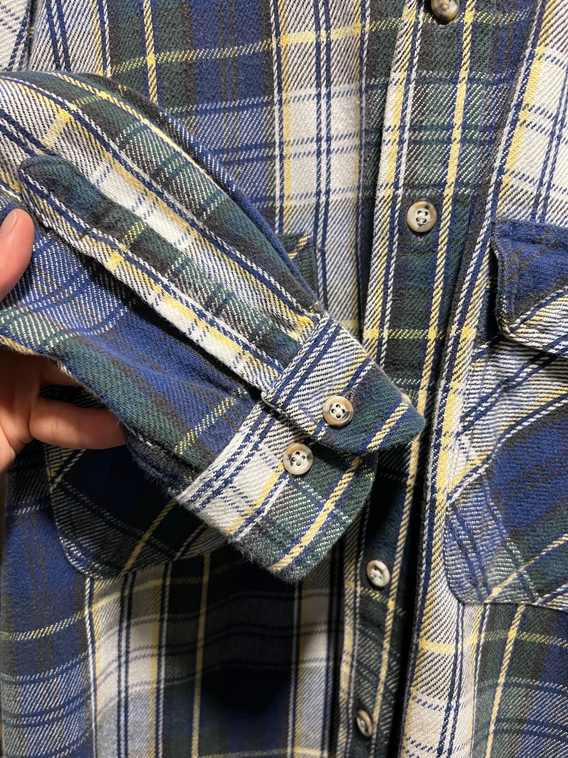 [M]90's USA 빈티지 2포켓 타탄체크 플란넬 셔츠 상품이미지4
