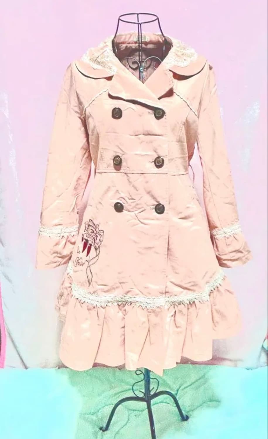 엑시즈팜 빈티지 핑크 레이스 로리타 히메갸루 롱코트 상품이미지1