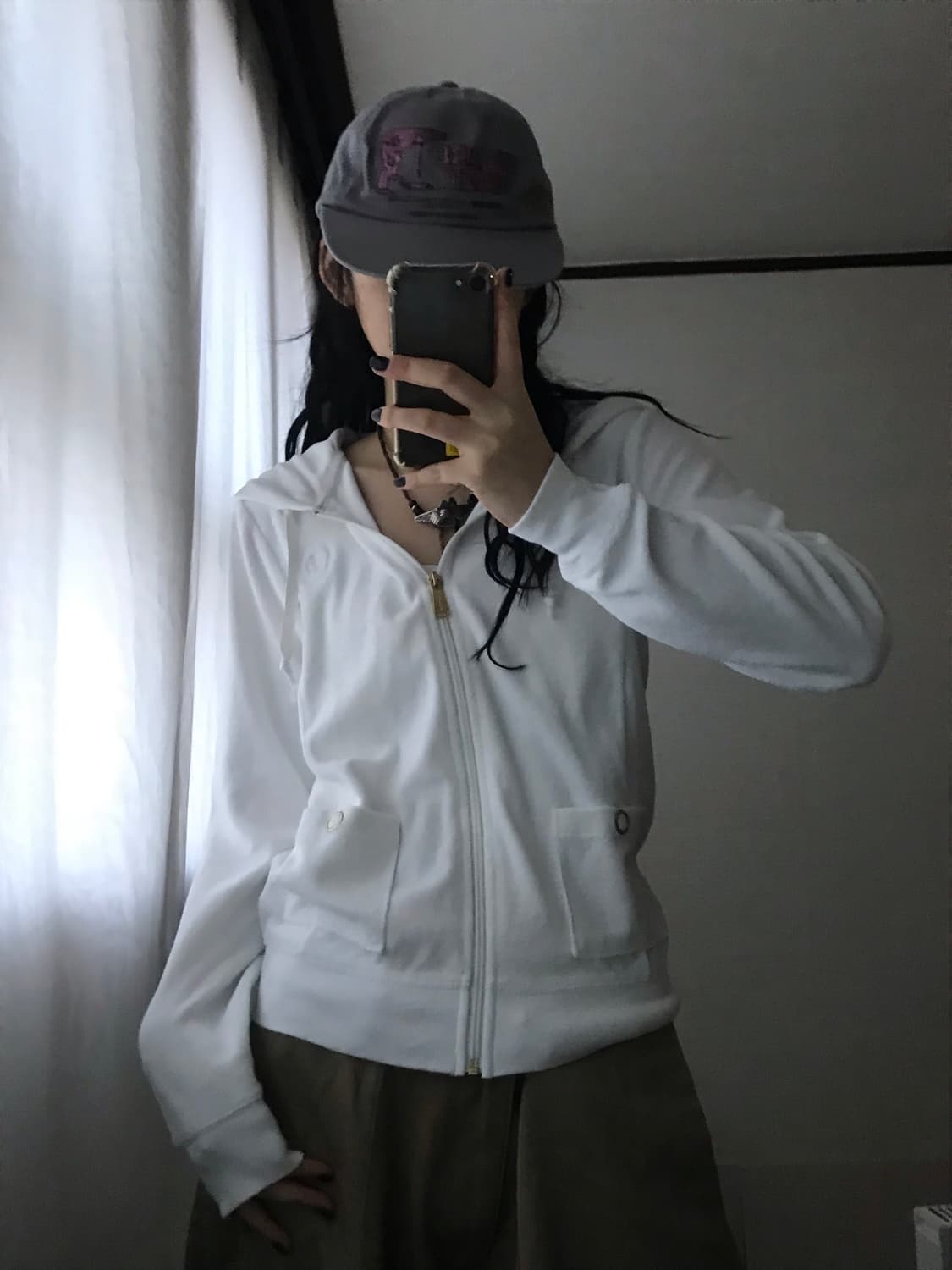 타미힐피거 화이트 벨루어 후드집업 상품이미지1