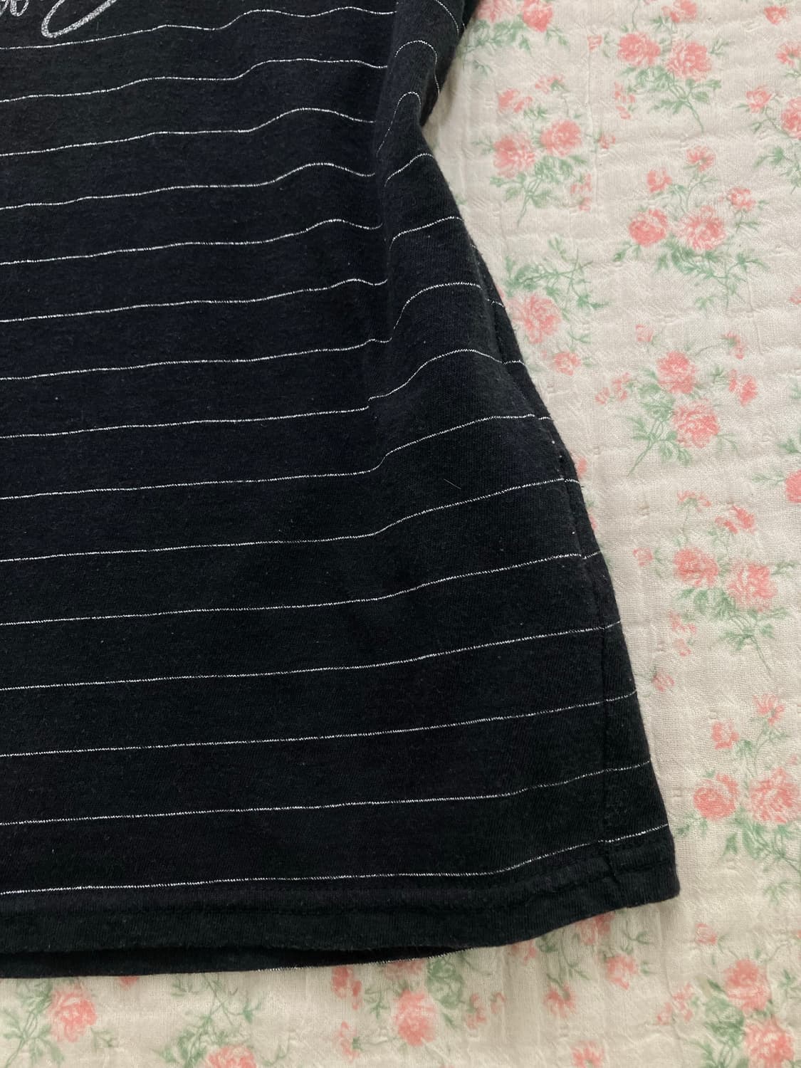 버버리 실버 스트라이프 프린팅 반팔 1076 모리걸 y2k 스트릿 갸루  상품이미지5