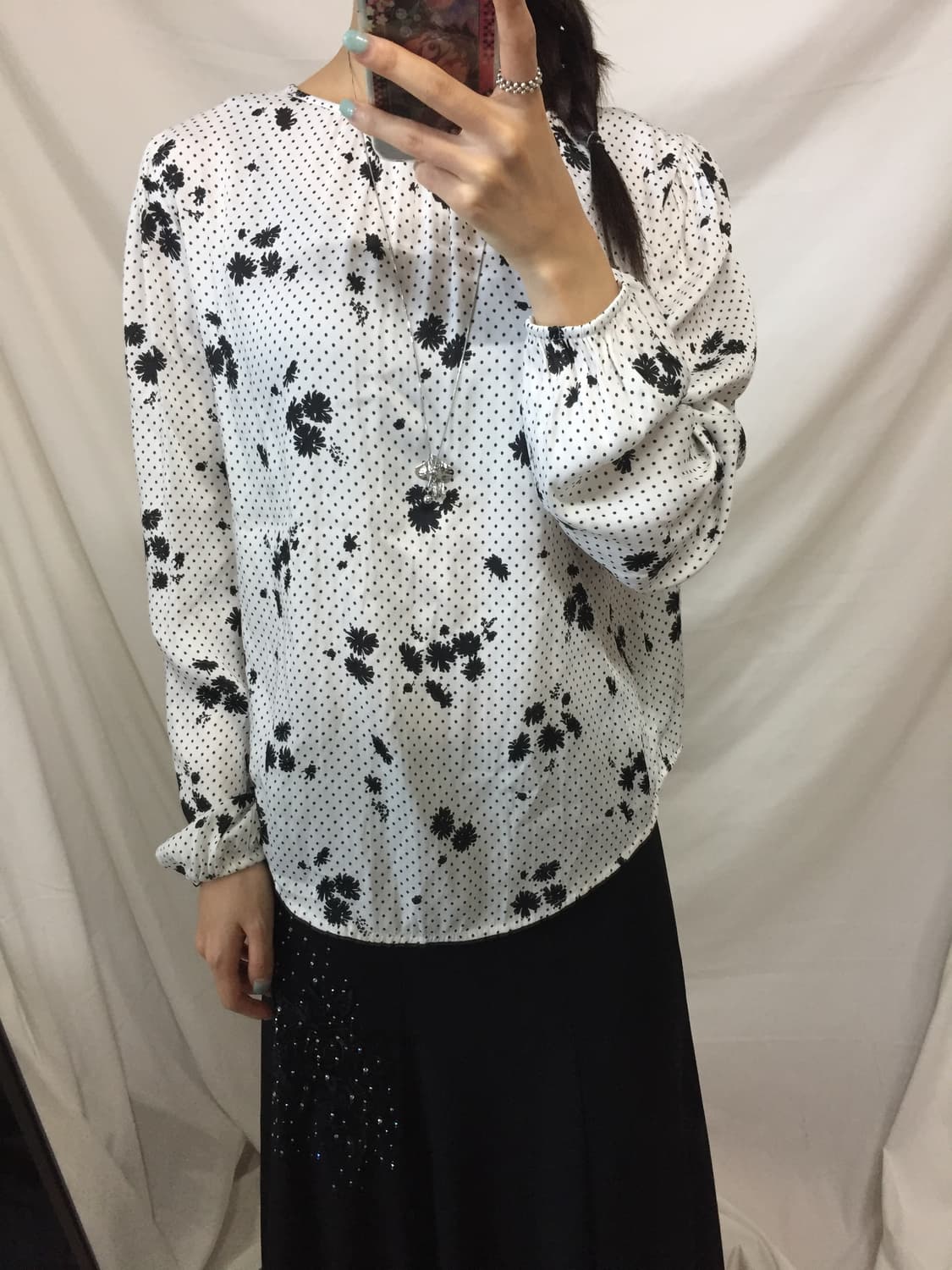 꽃 도트 블라우스 상품이미지2