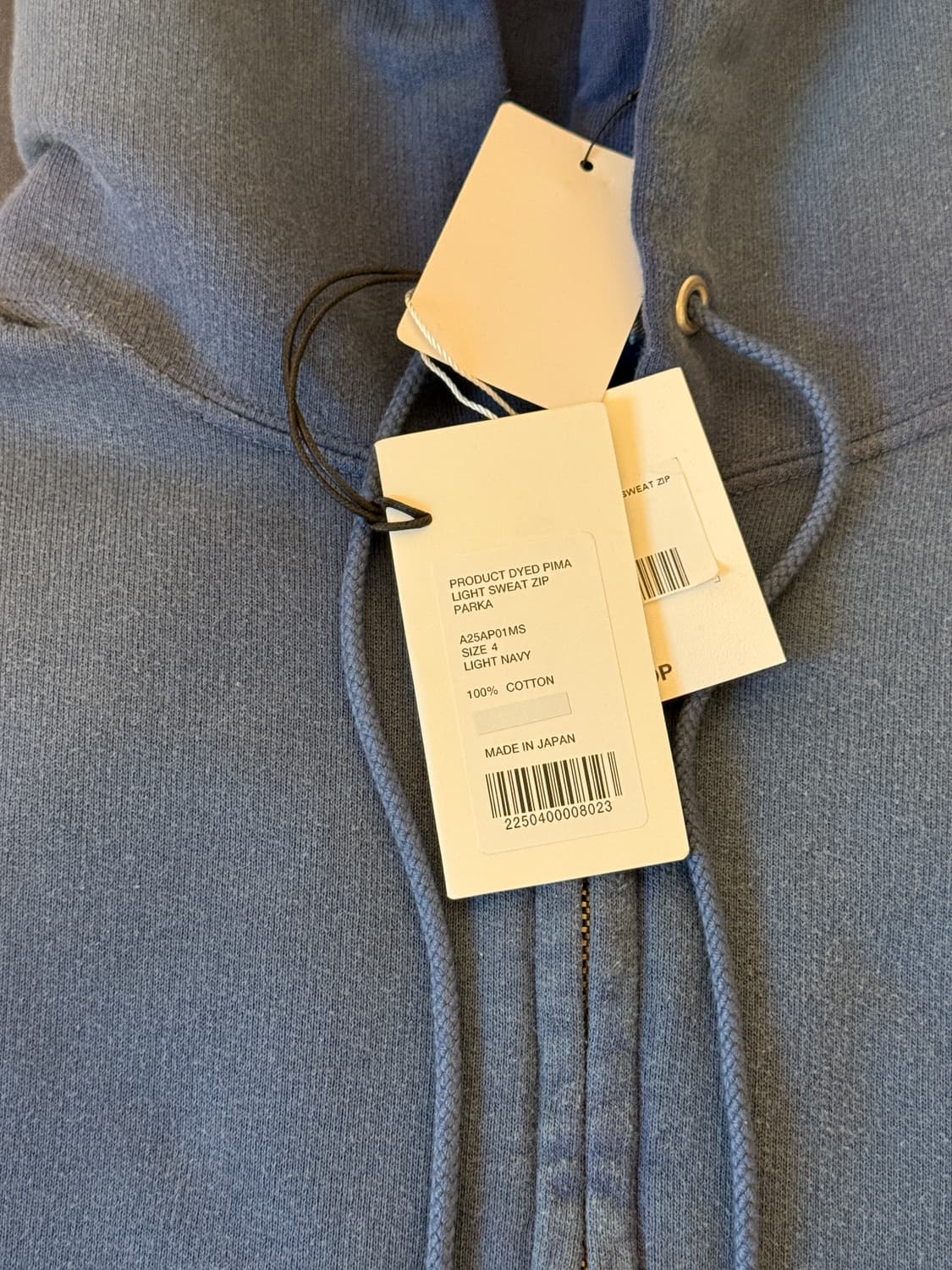 오라리 피마 후드집업 라이트네이비 4사이즈 상품이미지3